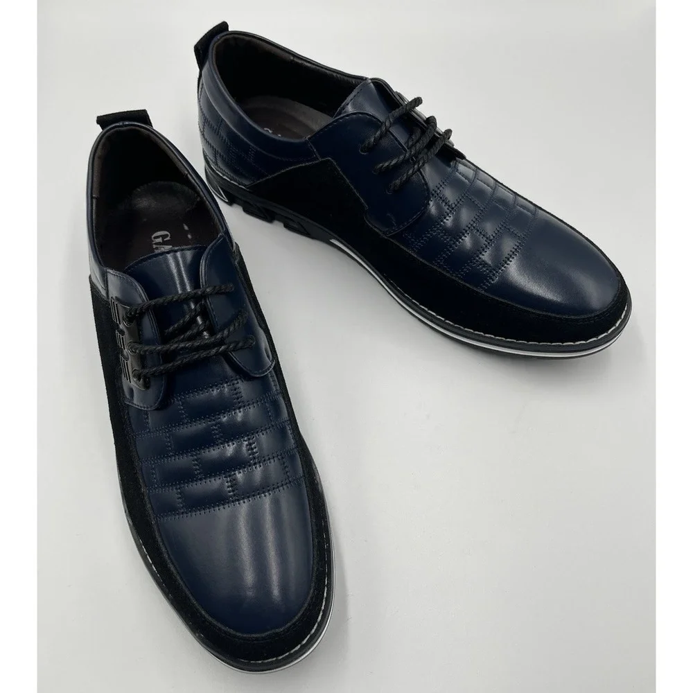 Gatsby Mens Black Blue Oxford Shoes Size 9.5 Modern Dress Casual Lace Up Derby